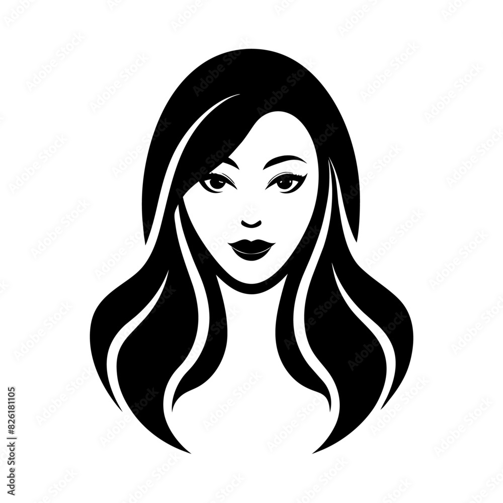Cosmetics shop logo vector art illustration with woman face