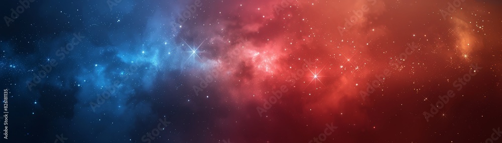 Blue and red nebula with stars and cosmic dust in outer space banner background Blue and red nebula with stars and cosmic dust in outer space banner background