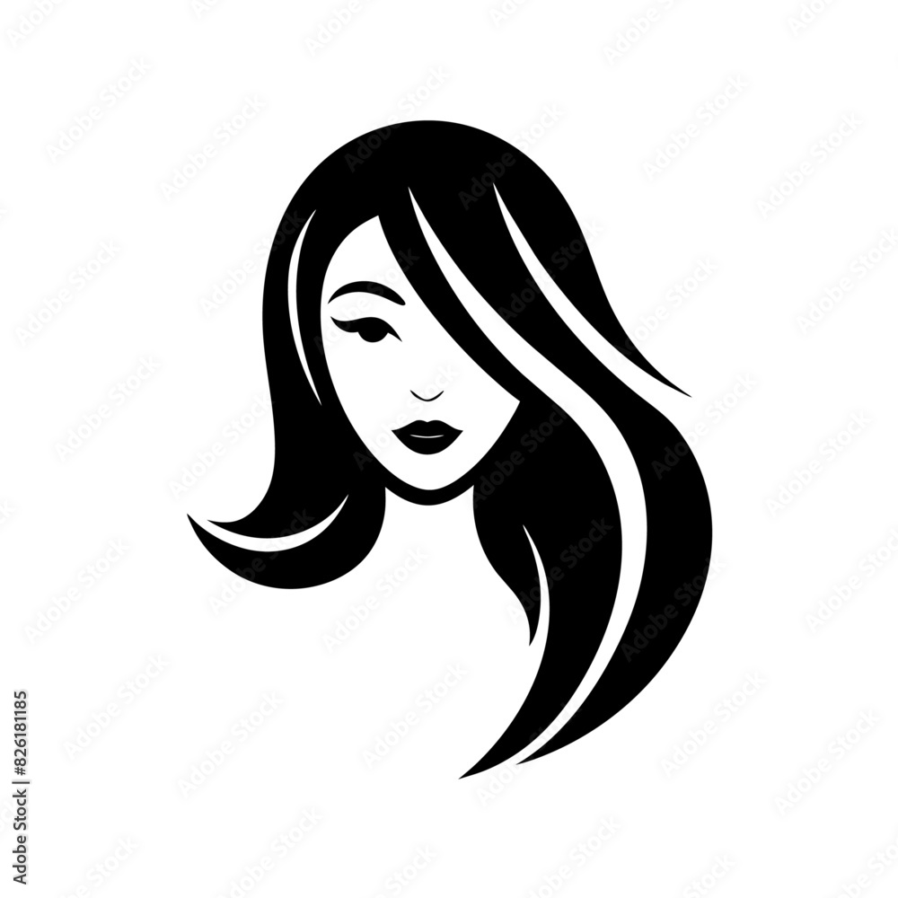 Cosmetics shop logo vector art illustration with woman face Cosmetics shop logo vector art illustration with woman face