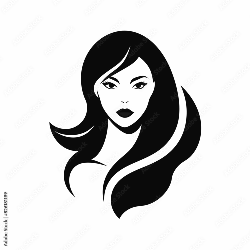 Cosmetics shop logo vector art illustration with woman face Cosmetics shop logo vector art illustration with woman face