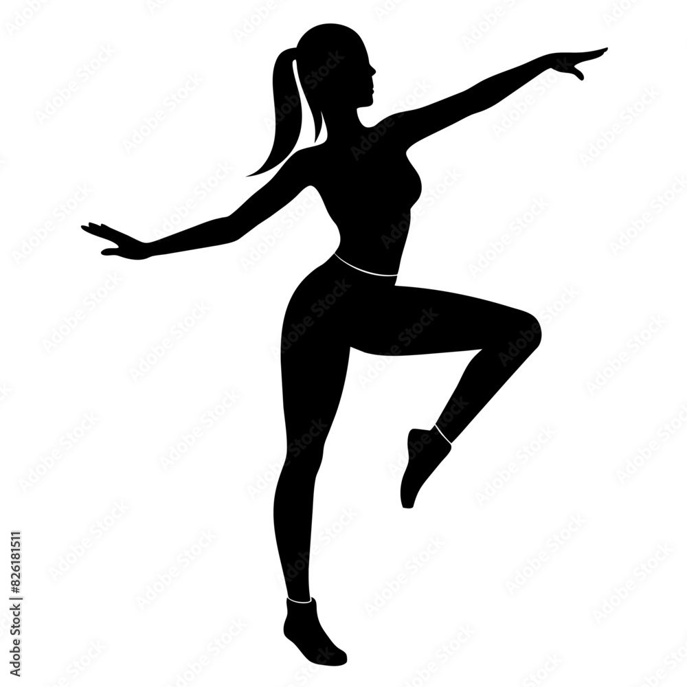 female dancing figure vector silhouette on a white background female dancing figure vector silhouette on a white background
