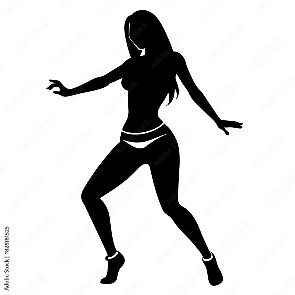 female dancing figure vector silhouette on a white background