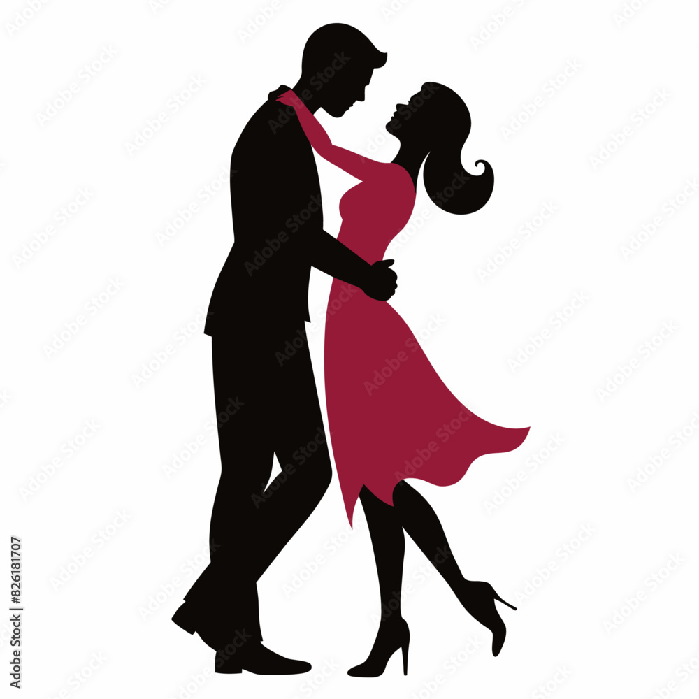 Man hugs woman Romantic moment vector silhouette Man hugs woman Romantic moment vector silhouette