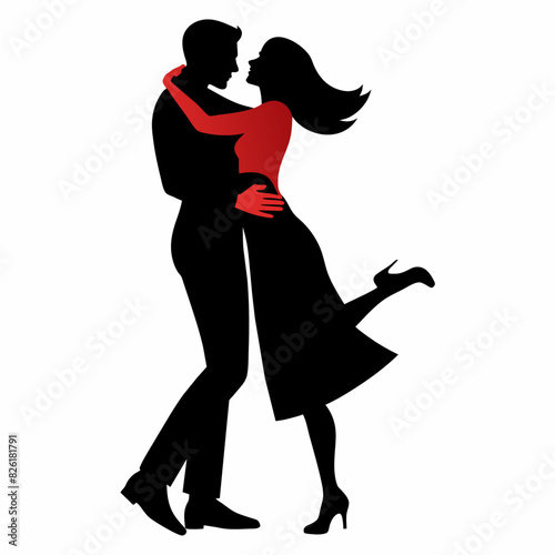 Man hugs woman Romantic moment vector silhouette