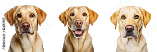 Set of A Labrador dog standing proudly ,on a transparent background