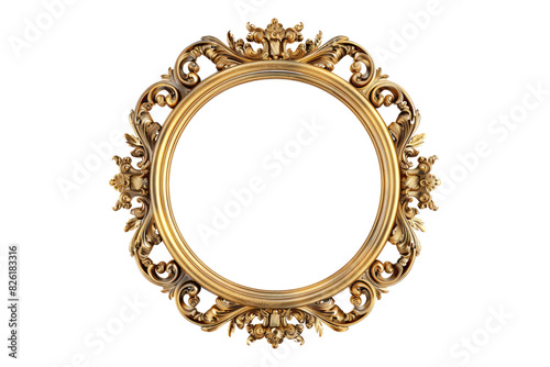 Golden Frame with pattern isolated on white background © posterpalette