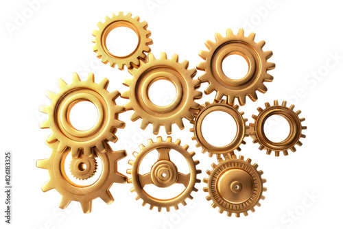 Golden gear isolated on white background