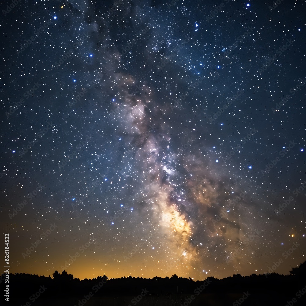 Starry Night Sky, A long-exposure photograph of a starry night sky with the Milky Way visible