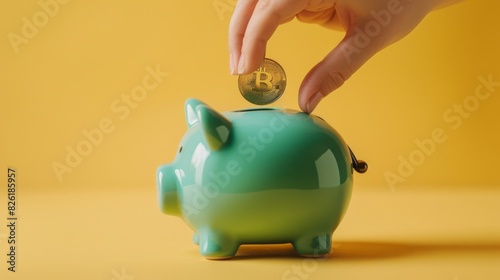 The Bitcoin and Piggy Bank photo