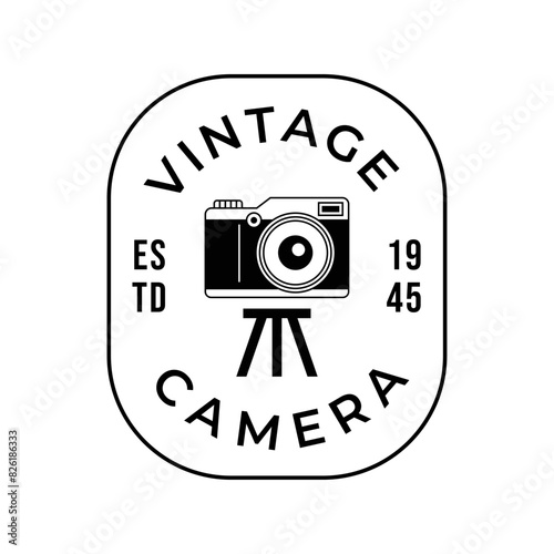 Vintage Camera Photography Vector Label, Logo Template with Retro Typography.