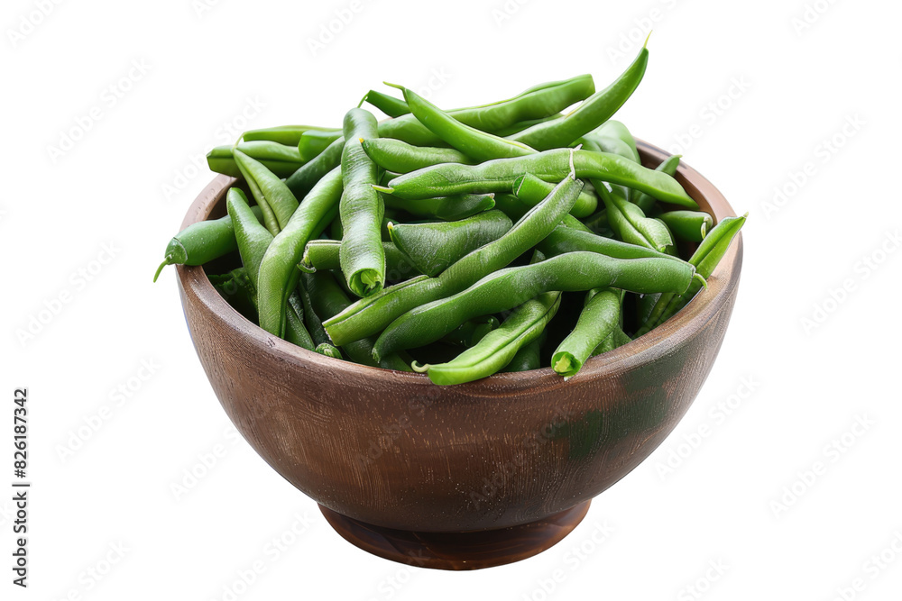 Green beans in bowl isolated on white background Green beans in bowl isolated on white background