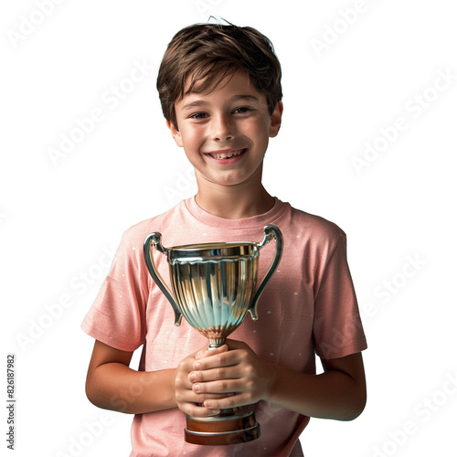 A portrait of school child isolated on transparent background