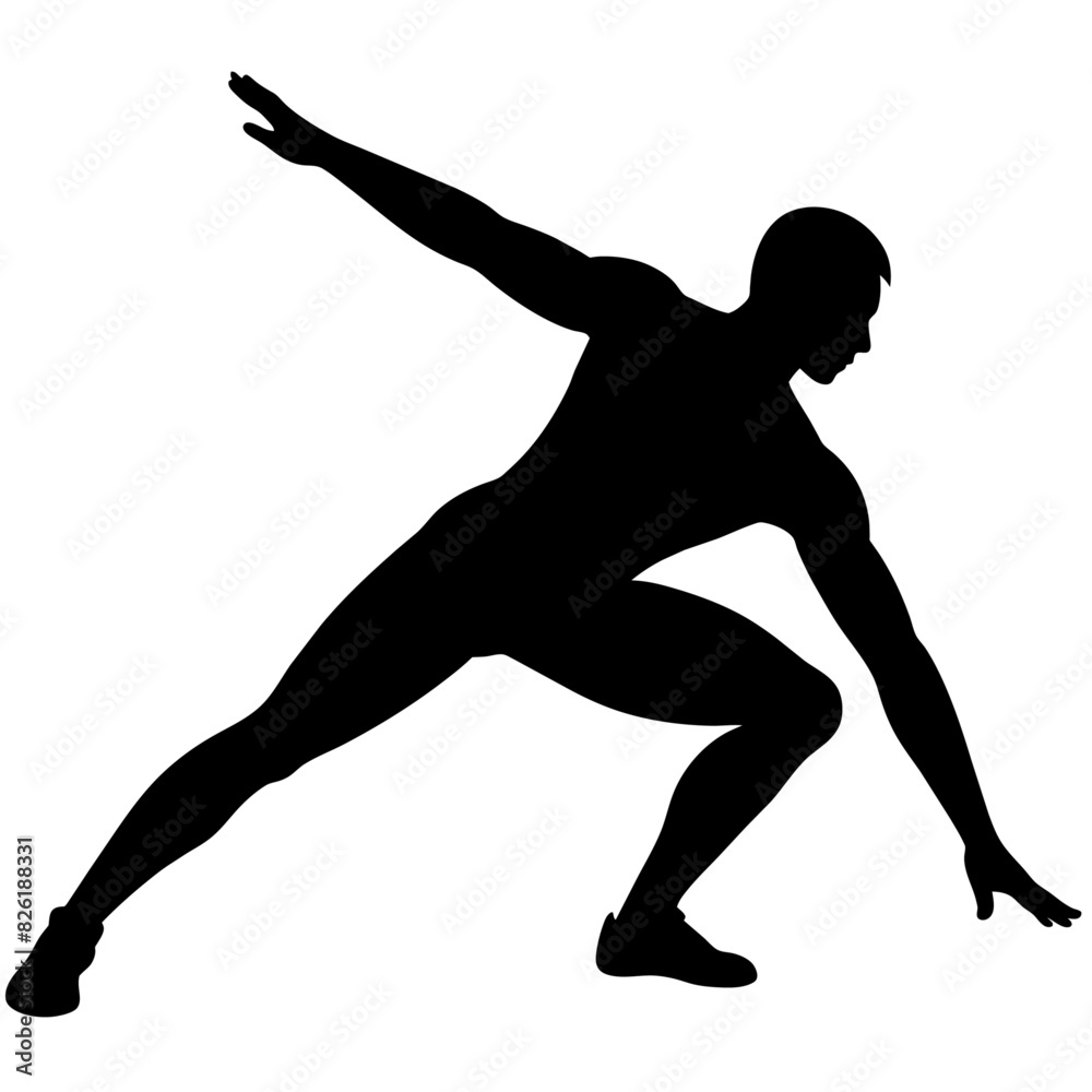 A man stretching the body vector silhouette white background A man stretching the body vector silhouette white background