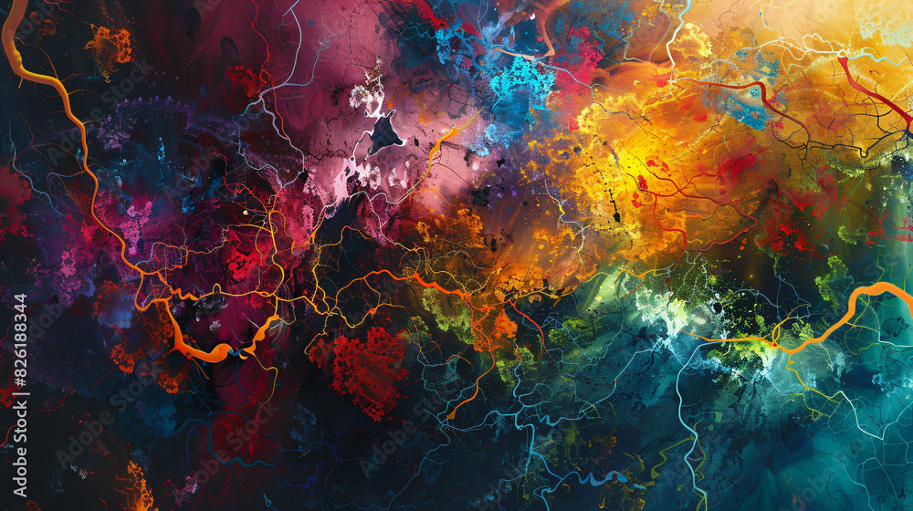 Ecosystem Symphony: Abstract Digital Painting of Interconnected Biodiversity