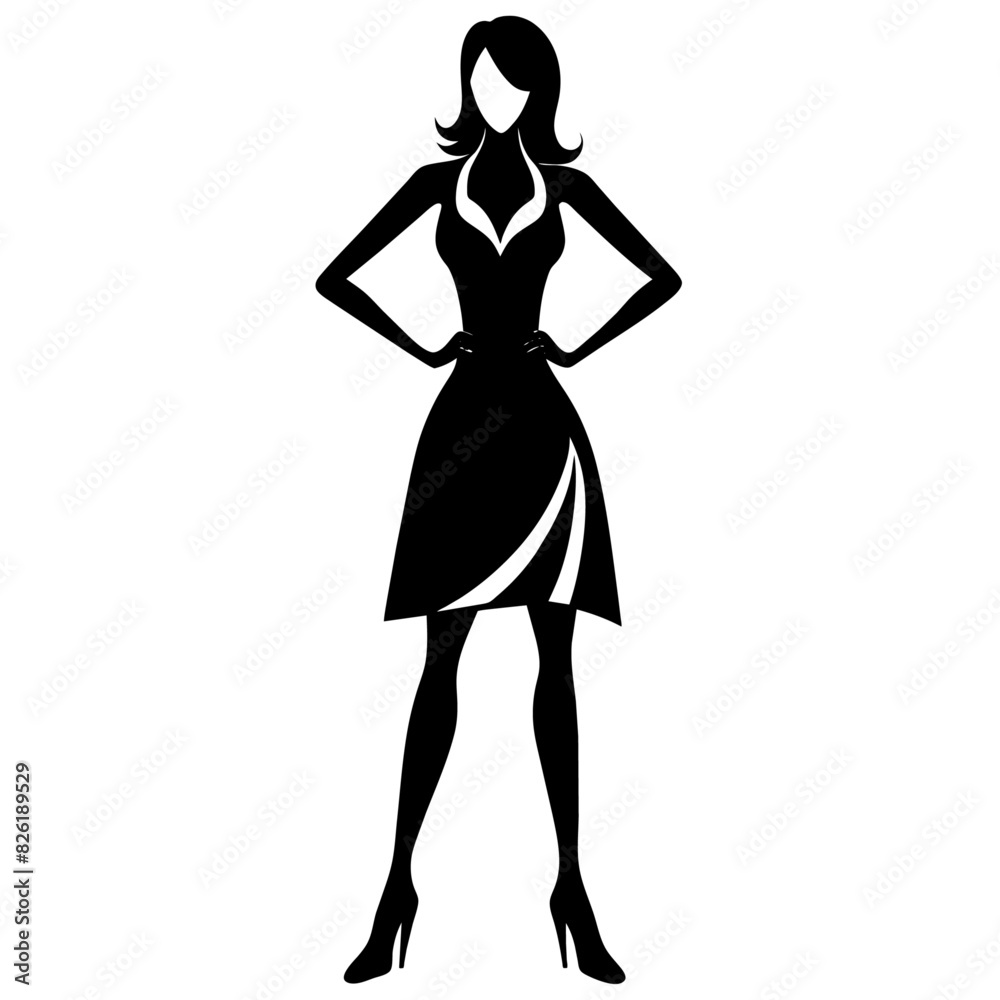 A Slim and sexy woman standing pose vector silhouette, stylish pose, white background A Slim and sexy woman standing pose vector silhouette, stylish pose, white background