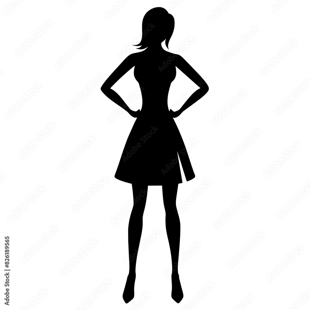 A Slim and sexy woman standing pose vector silhouette, stylish pose, white background A Slim and sexy woman standing pose vector silhouette, stylish pose, white background