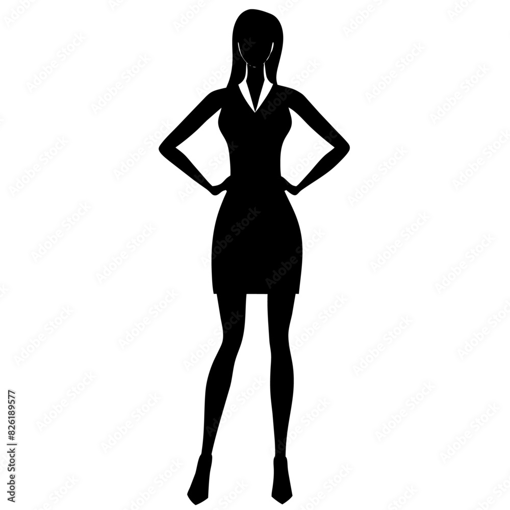 A Slim and sexy woman standing pose vector silhouette, stylish pose, white background A Slim and sexy woman standing pose vector silhouette, stylish pose, white background