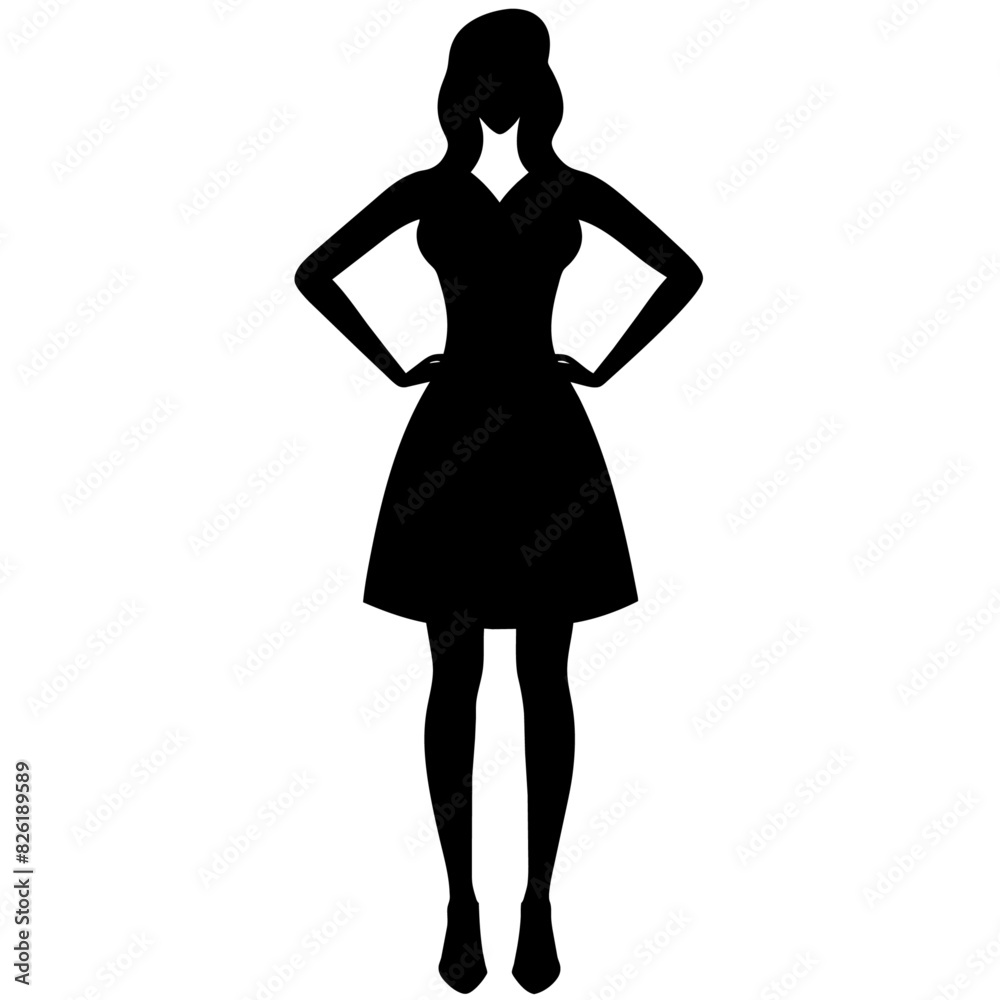 A Slim and sexy woman standing pose vector silhouette, stylish pose, white background A Slim and sexy woman standing pose vector silhouette, stylish pose, white background