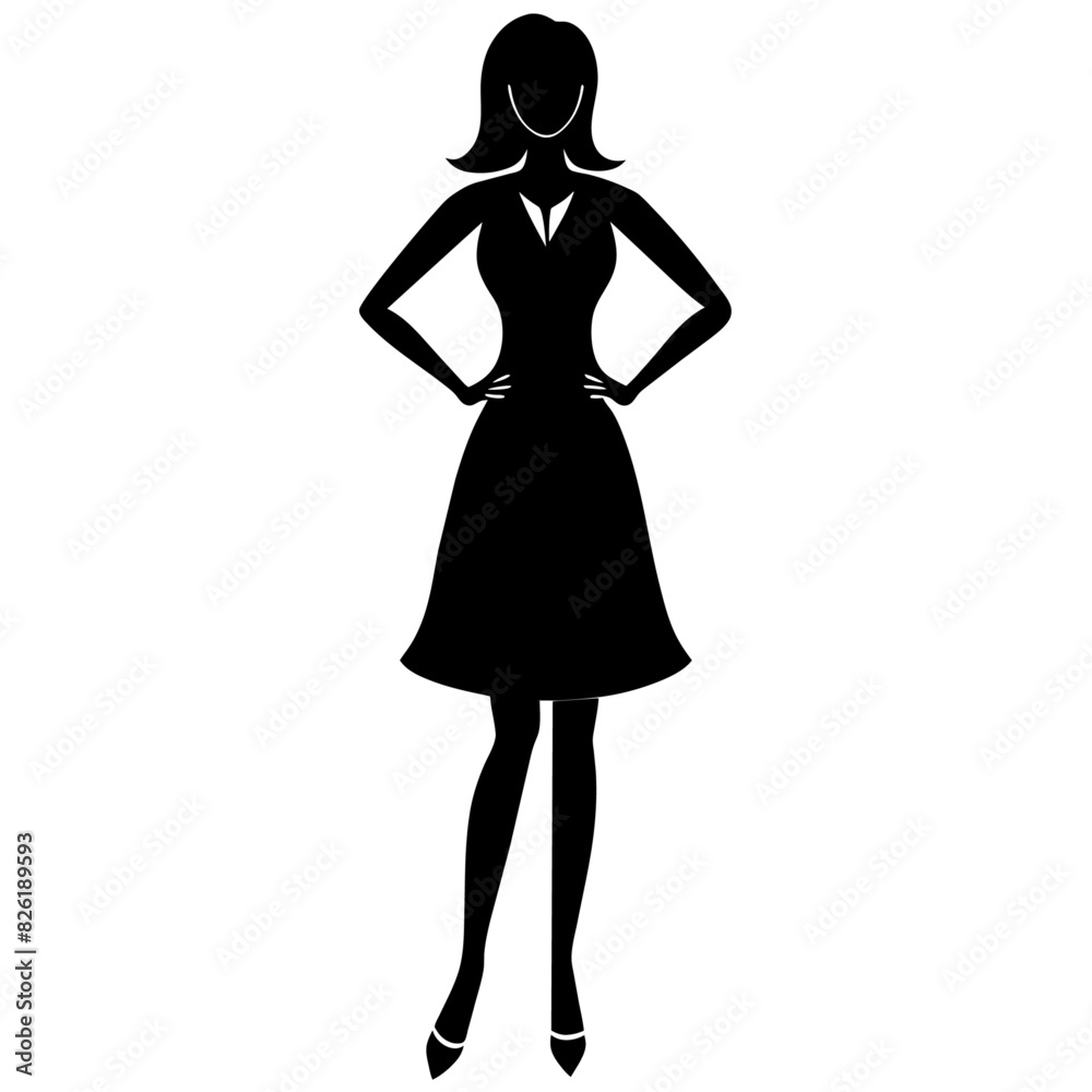 A Slim and sexy woman standing pose vector silhouette, stylish pose, white background A Slim and sexy woman standing pose vector silhouette, stylish pose, white background