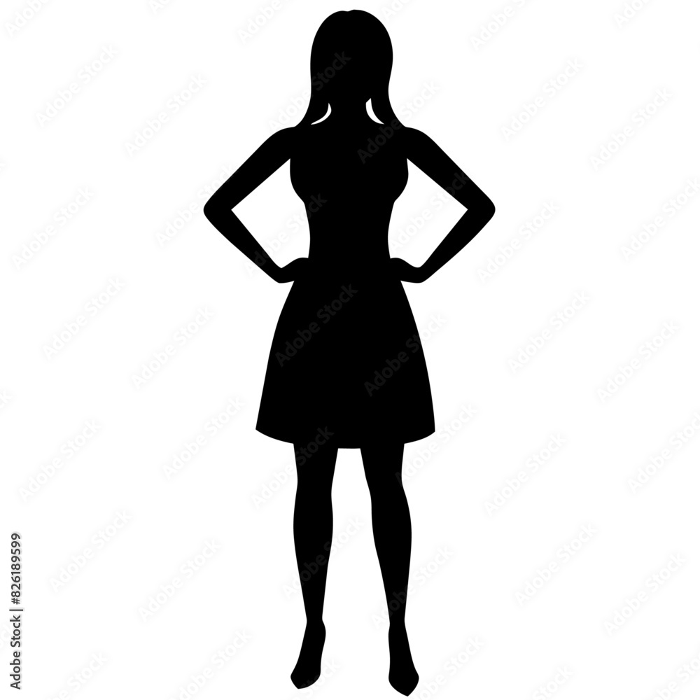 A Slim and sexy woman standing pose vector silhouette, stylish pose, white background A Slim and sexy woman standing pose vector silhouette, stylish pose, white background