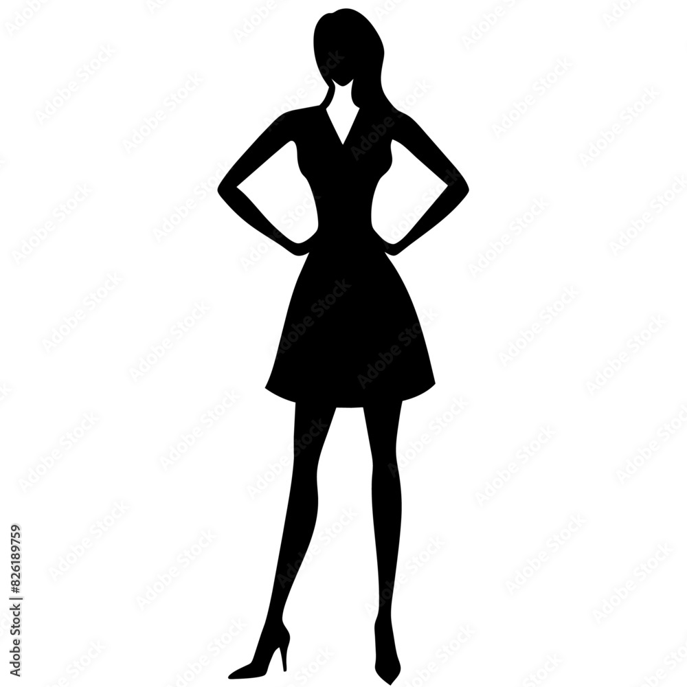 A Slim and sexy woman standing pose vector silhouette, stylish pose, white background A Slim and sexy woman standing pose vector silhouette, stylish pose, white background