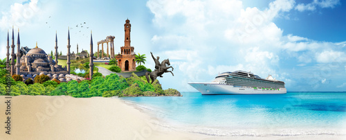 Photography Collage of Turkey monuments heritage sites landmarks and tours and travel destinations