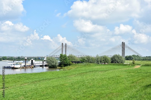 Zaltbommel.
View of the Waal River and the Martinus Nijhoff Bridge.
Zaltbommel, Bommelerwaard, Gelderland, Netherlands, Holland, Europe. photo