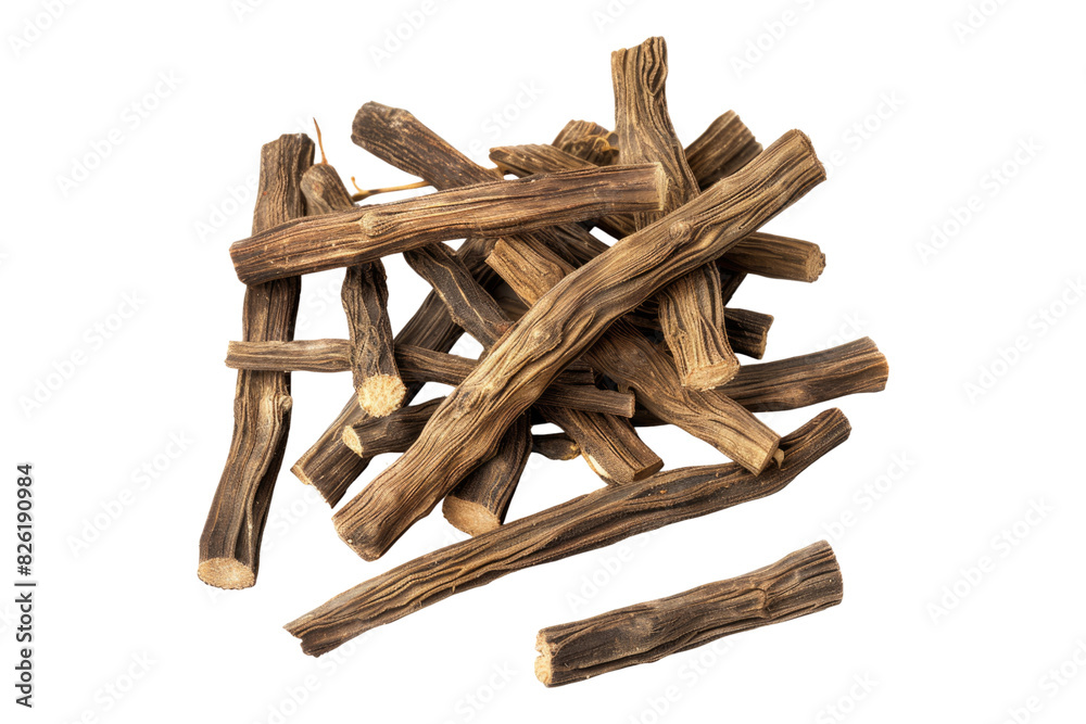 Liquorice roots isolated on white background Liquorice roots isolated on white background
