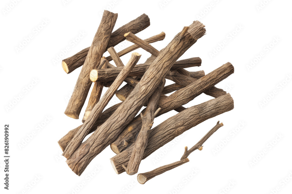 Liquorice roots isolated on white background Liquorice roots isolated on white background