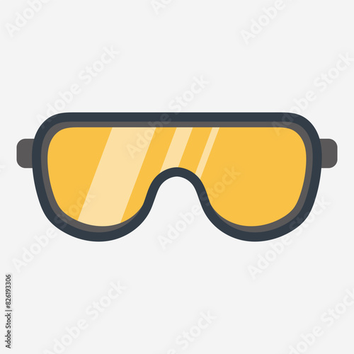 Plastic safety glasses isolated on white background. Protective equipment for work industry construction. Industrial security equipment isolated icon. Protective Glasses Flat style vector illustration photo