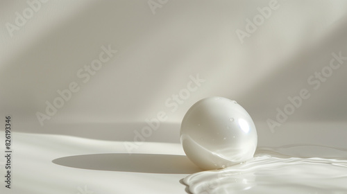 Single Pearl on White Surface with Soft Shadows