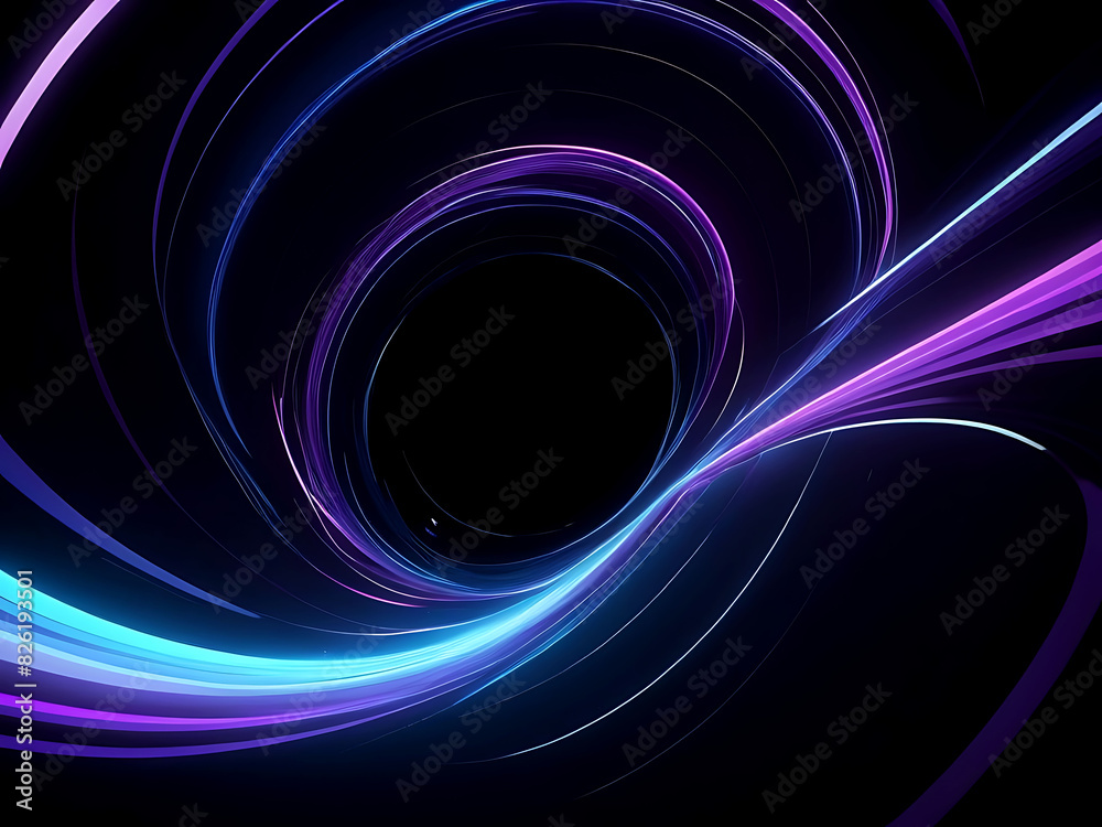 3d Render, Blue purple light line through dark background 3d Render, Blue purple light line through dark background