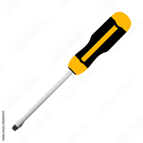 Flat screwdriver isolated on white background. Slotted screwdriver vector illustration flat style. Handle tool Vector. metal tool isolated icon