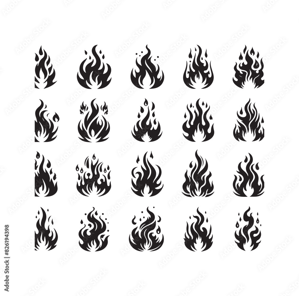 fire flame silhouette icon set ILLUSTRATION fire flame silhouette icon set ILLUSTRATION