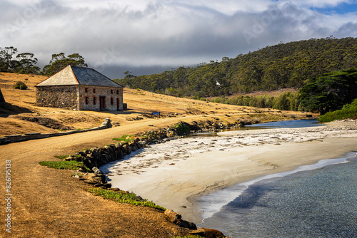 View with Commissariat Store, Maria Island, Tasmania, Australia
