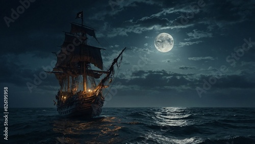Obraz na płótnie Produce an atmospheric depiction of a ghostly pirate w salonie