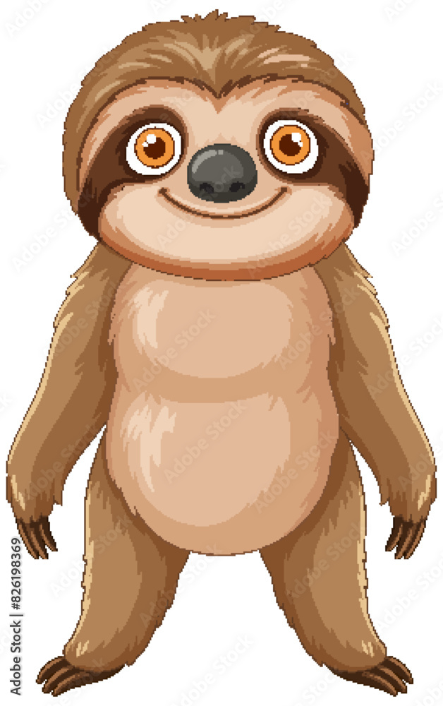 Fototapeta premium Adorable sloth standing with a happy expression