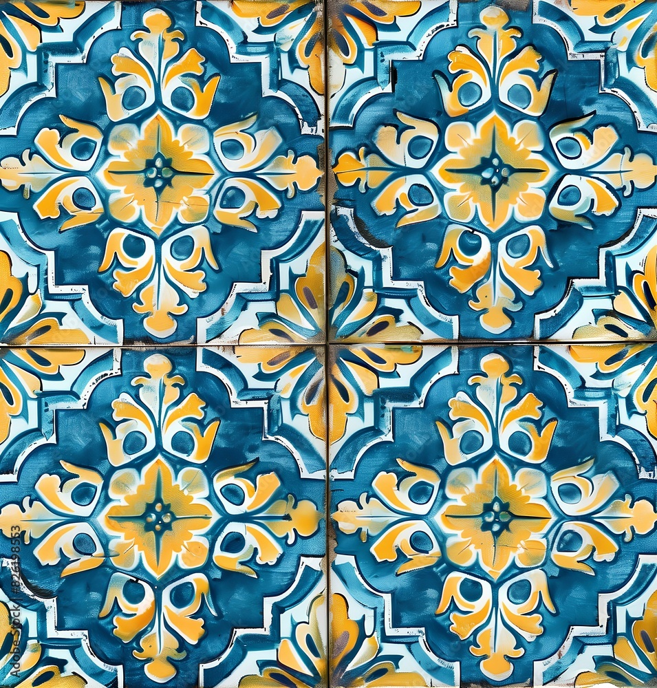 Set of patterned azulejo floor tiles. Abstract geometric background. Vector illustration Set of patterned azulejo floor tiles. Abstract geometric background. Vector illustration