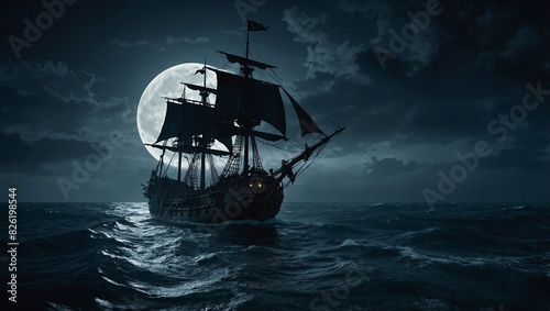 Obraz na płótnie Produce an atmospheric depiction of a ghostly pirate w salonie