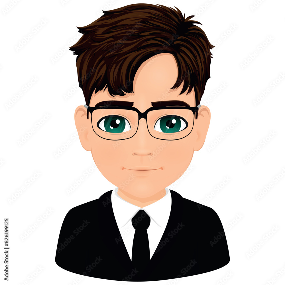 Portrait of brown-haired male student with glasses Portrait of brown-haired male student with glasses