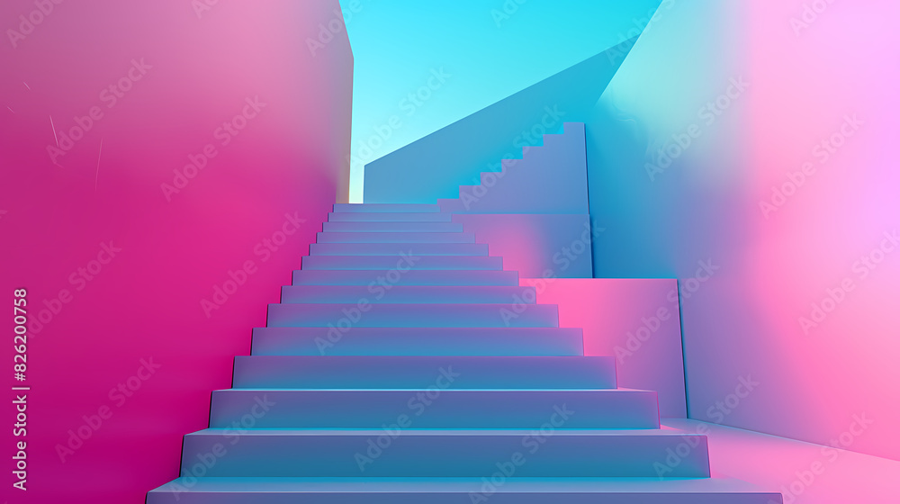 Staircase building with gradient background Staircase building with gradient background