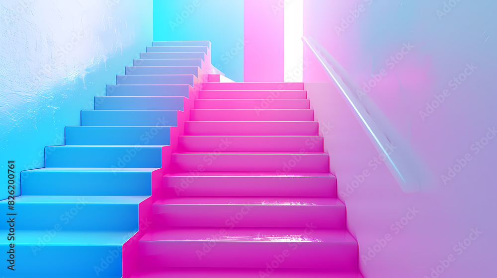 Staircase building with gradient background Staircase building with gradient background