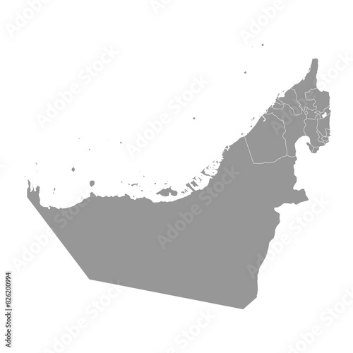 United Arab Emirates map with administrative divisions. Vector illustration.