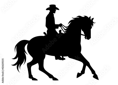 Cowboy riding a horse silhouette. Vector illustration