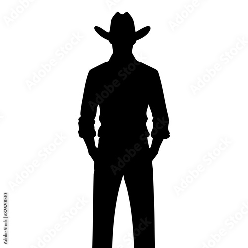 Cowboy silhouette portrait. Vector illustration