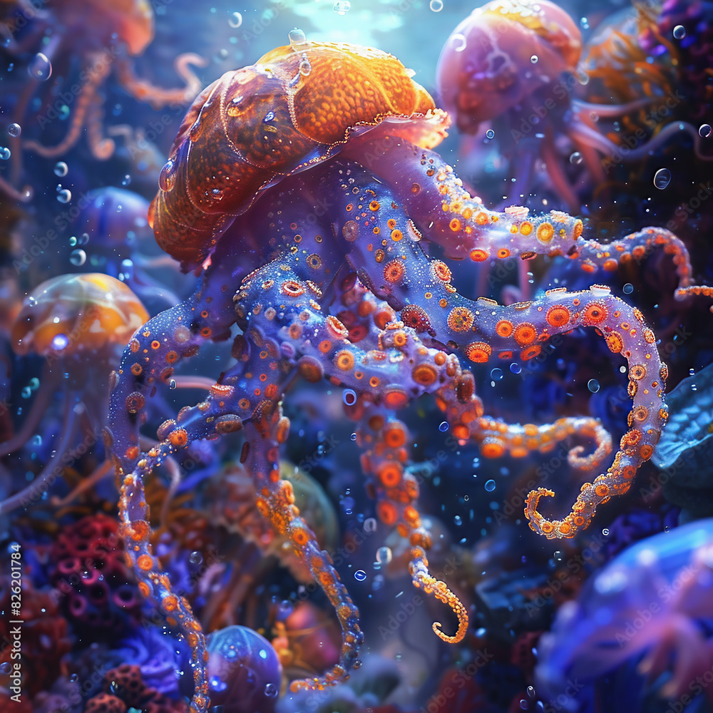 Obraz premium Deep Sea octopods on an alien planet.