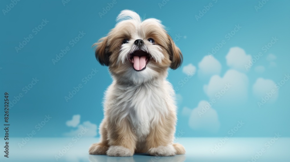Adorable Dog Portrait Against a Blue Background Adorable Dog Portrait Against a Blue Background