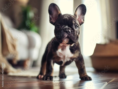 Young french bulldog puppy standing at home © Darcraft
