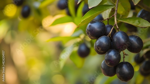 Bunch of ripe jamun on a branch