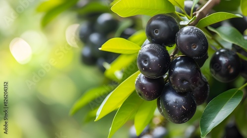 Bunch of ripe jamun on a branch